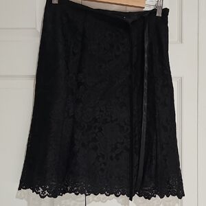 🖤 Apostrophe Black Lace A-Line Skirt – Size 8